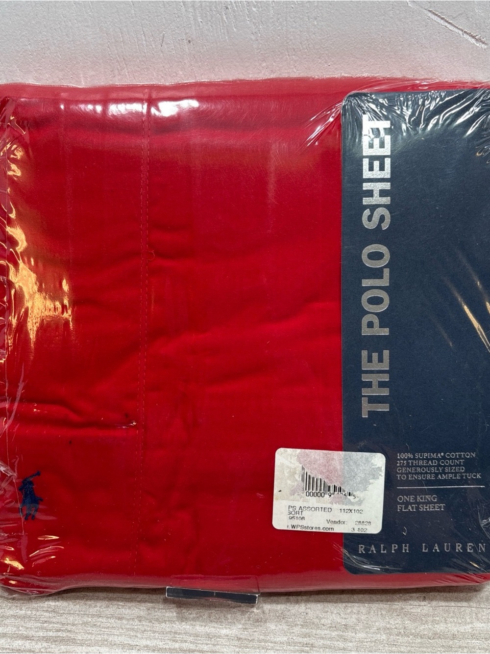 Vintage Ralph Lauren The Polo Sheet Regatta Red Supima Cotton King Flat Sheet
